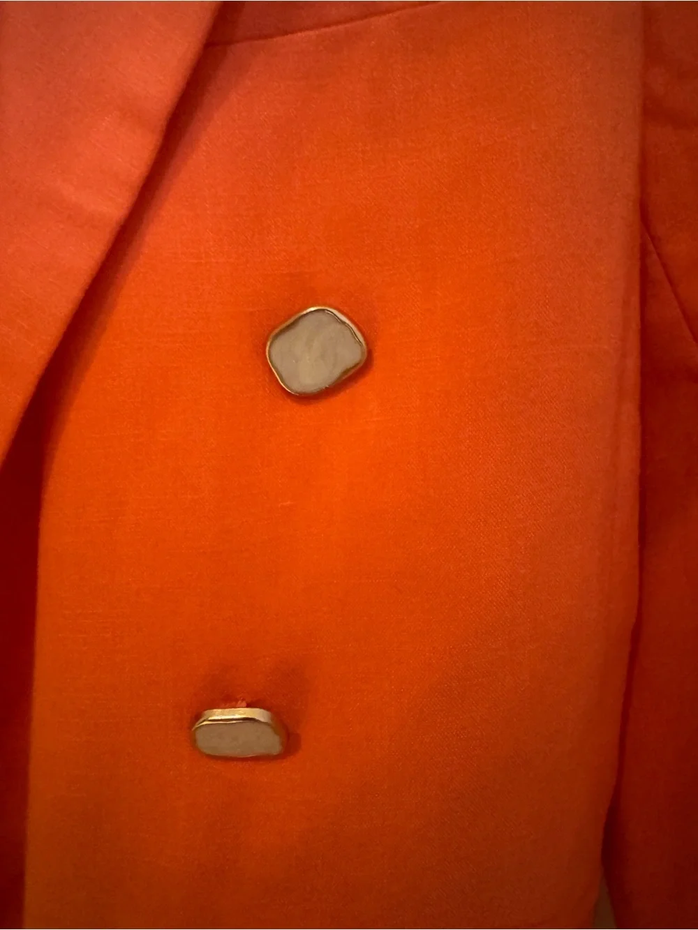 House of Harlow 1960 Orange Double-Breasted Blazer with Gold Buttons